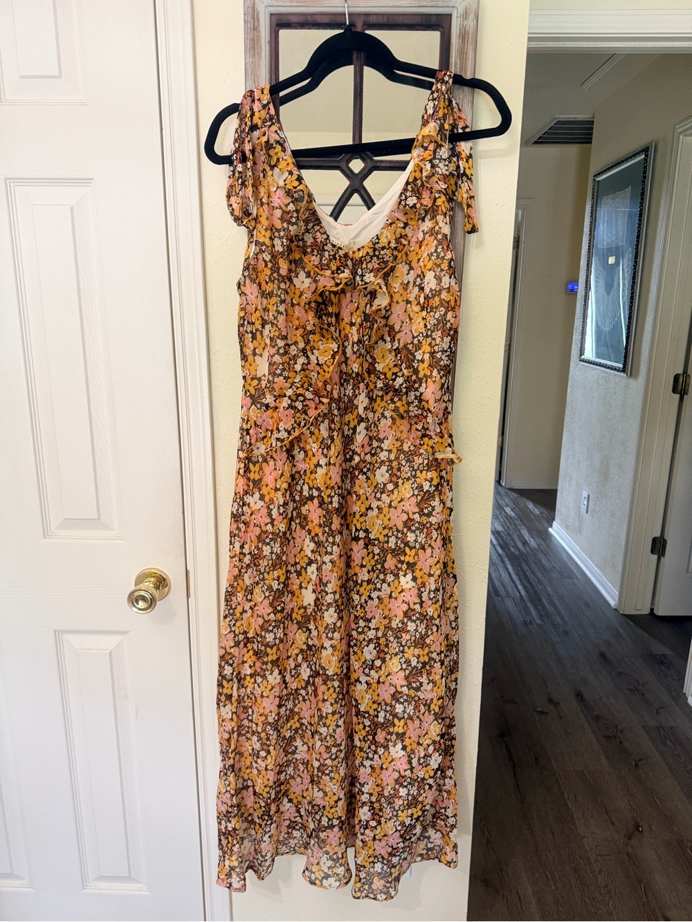 Bohemian Floral Maxi Dress in Pink and Yellow